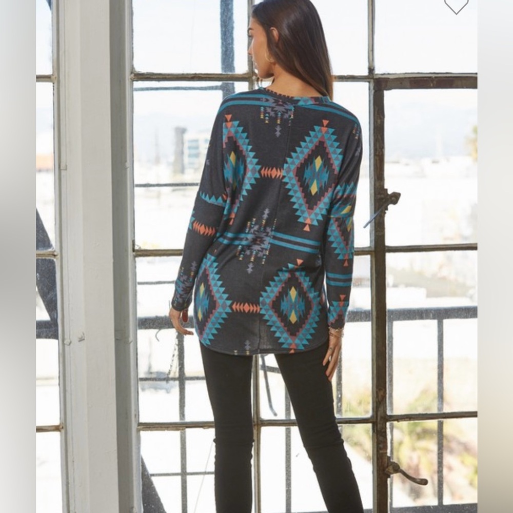 Azure Aztec Pullover - Picture 3 of 3